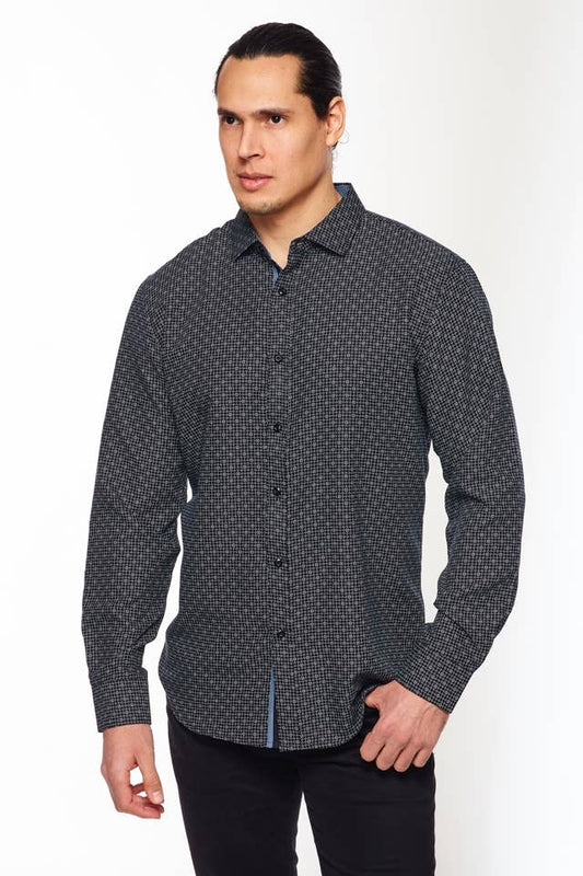 Long Sleeve Printed Button Dress Shirts