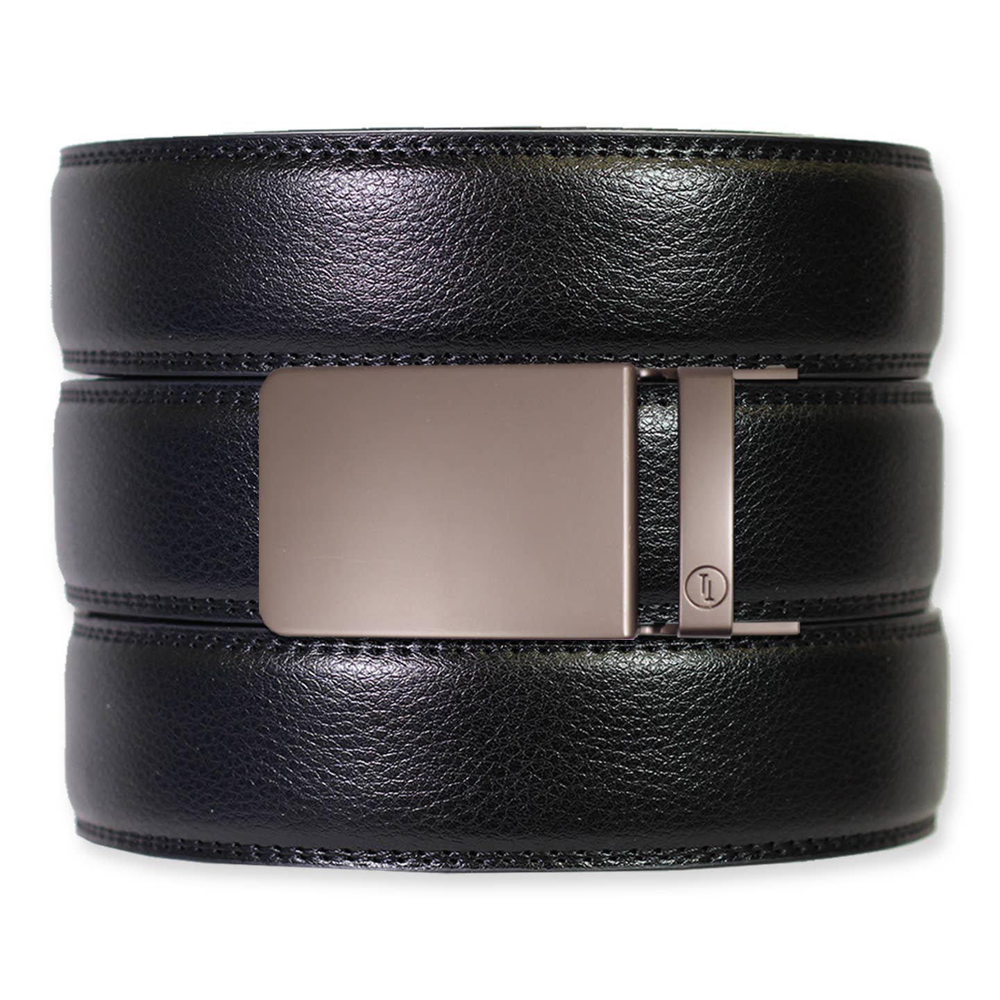 Black Leather Ratchet Belt & Buckle Set