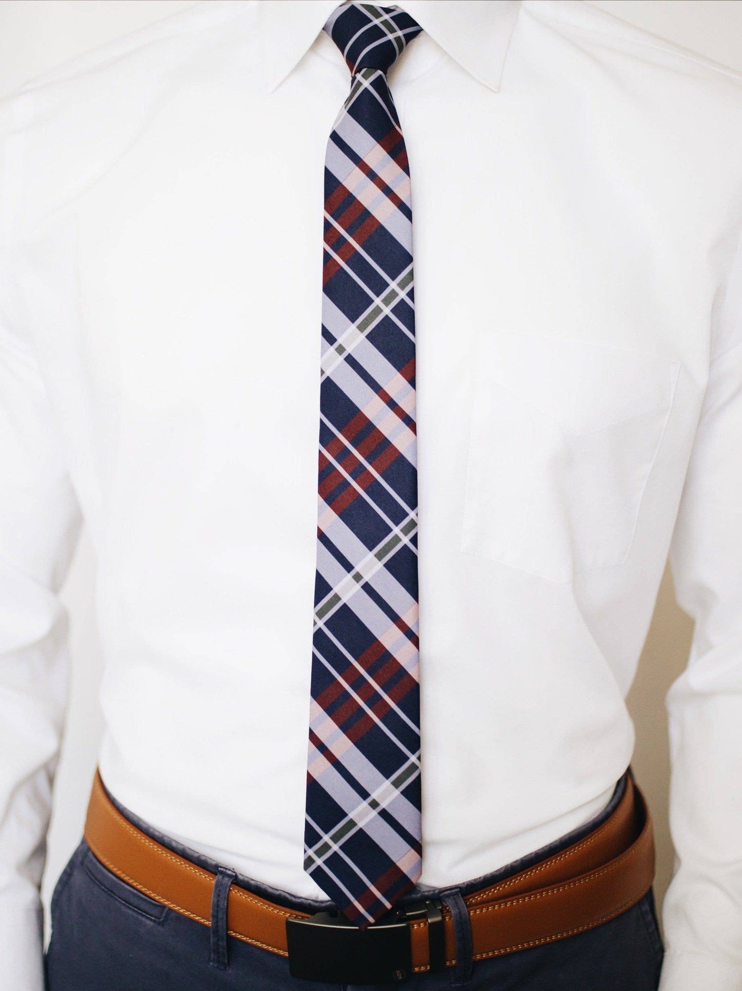 Kevin - Navy and Red Plaid Tie